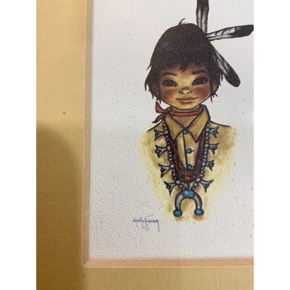 Vintage Christoffersens By SAGA Native American Girl And Boy Signed Art - Picture 10 of 11